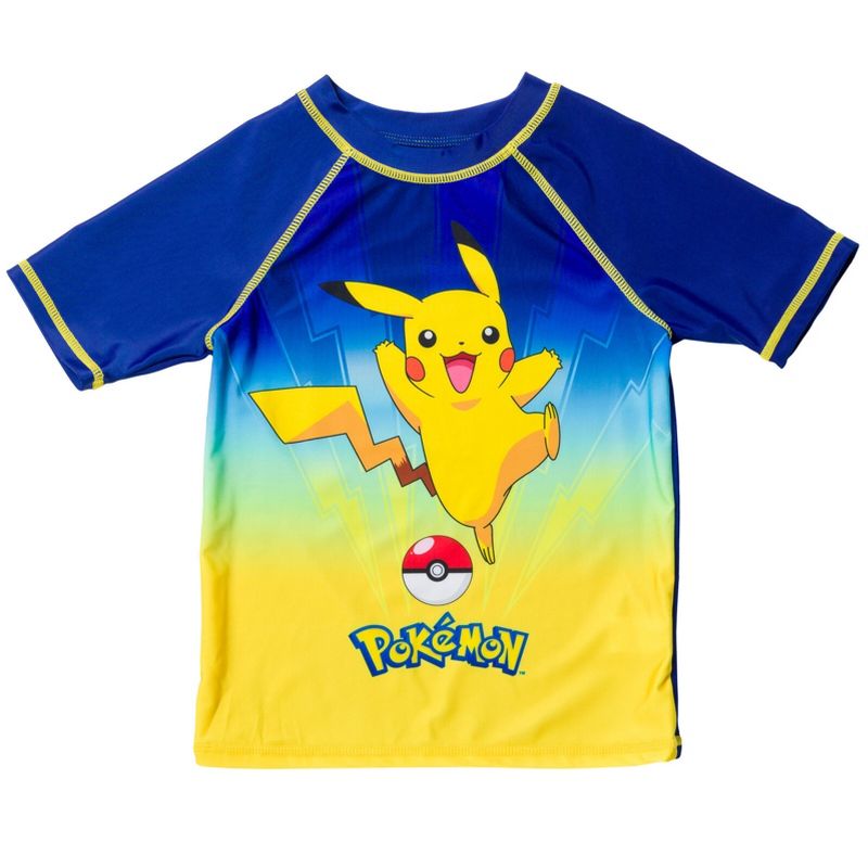 Pokemon Pikachu Rash Guard Swim Shirt Little Kid to Big Kid, 1 of 6