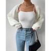 Women's Long Sleeve Open Front Knitted Crop Sweater Cardigan Drop Shoulder Knit Bolero Shrug - 2 of 4