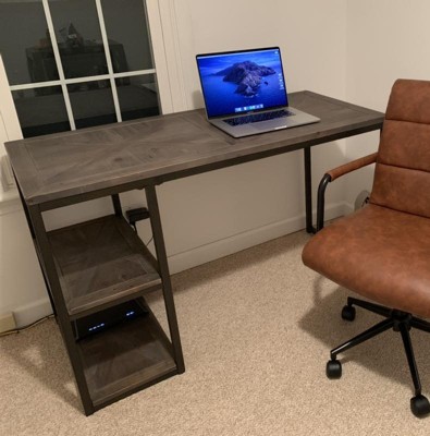 Crownfield Mid-Century Modern Writing Desk with Storage Dark Tobacco -  Aiden Lane