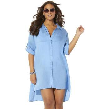 Swimsuits For All Women's Plus Size Vienna Ruffle Cover Up Tunic : Target