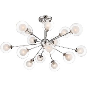 Possini Euro Design Modern Ceiling Light Semi Flush Mount Fixture Chrome 30 1/2" Wide 15-Light Sputnik Double Glass for Bedroom - 1 of 4