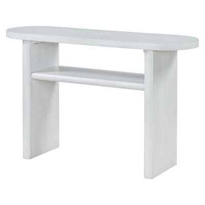 GlasFlength Console Tables Modern Minimalist Entryway Table with Rounded Edges and Shelf Elegant Design for Living Room, White, 47.8"*15"*30"