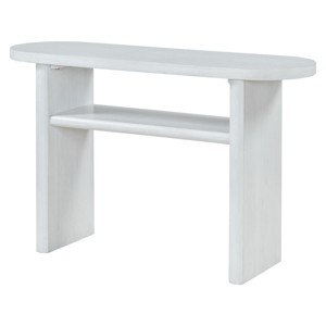 GlasFlength Console Tables Modern Minimalist Entryway Table with Rounded Edges and Shelf Elegant Design for Living Room, White, 47.8"*15"*30" - 1 of 4