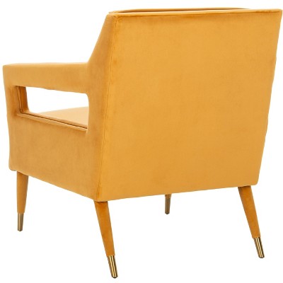 Marigold Velvet Transitional Accent Chair with Gold Leg Caps