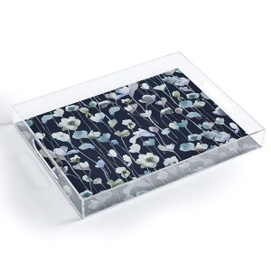 Ninola Design Watery Abstract Flowers Navy Acrylic Tray - Deny Designs - 1 of 4