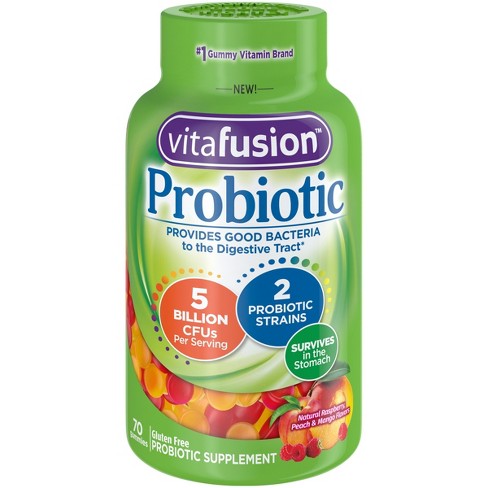 Vitafusion Probiotic Gummies - Raspberry, Peach, & Mango - 70ct : Target