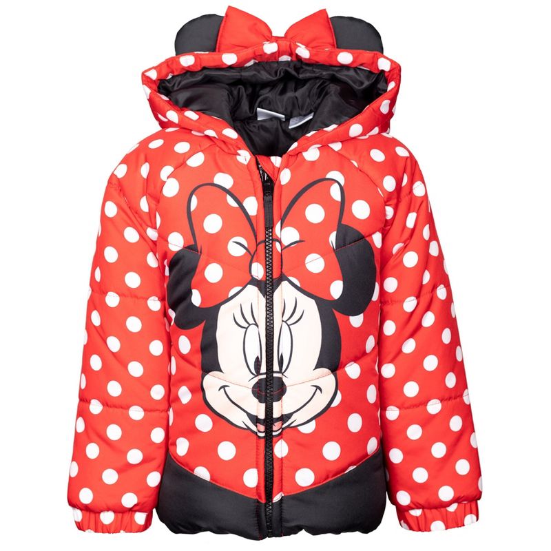 Disney Minnie Mouse Girls Winter Coat Puffer Jacket Toddler, 3 of 10