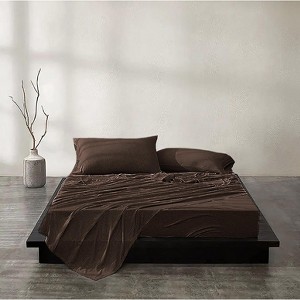 Home Mart Goods Brown Luxury Extra Soft Deep Pocket Fresh Breathable Sheet Set - 1 of 4