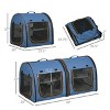 Yukimo 20"H Dual-Compartment Pet Carrier - Foldable Soft-Sided Travel Carrier with Divider, Soft Cushions & Storage Bag(Blue) - 3 of 4