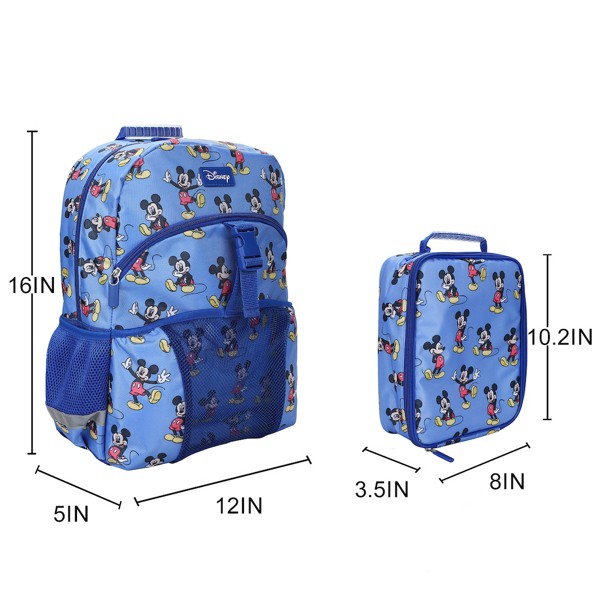 Set de mochila y lonchera infantil de 16 pulgadas de Mickey Mouse Clásico para escuela y viajes 2