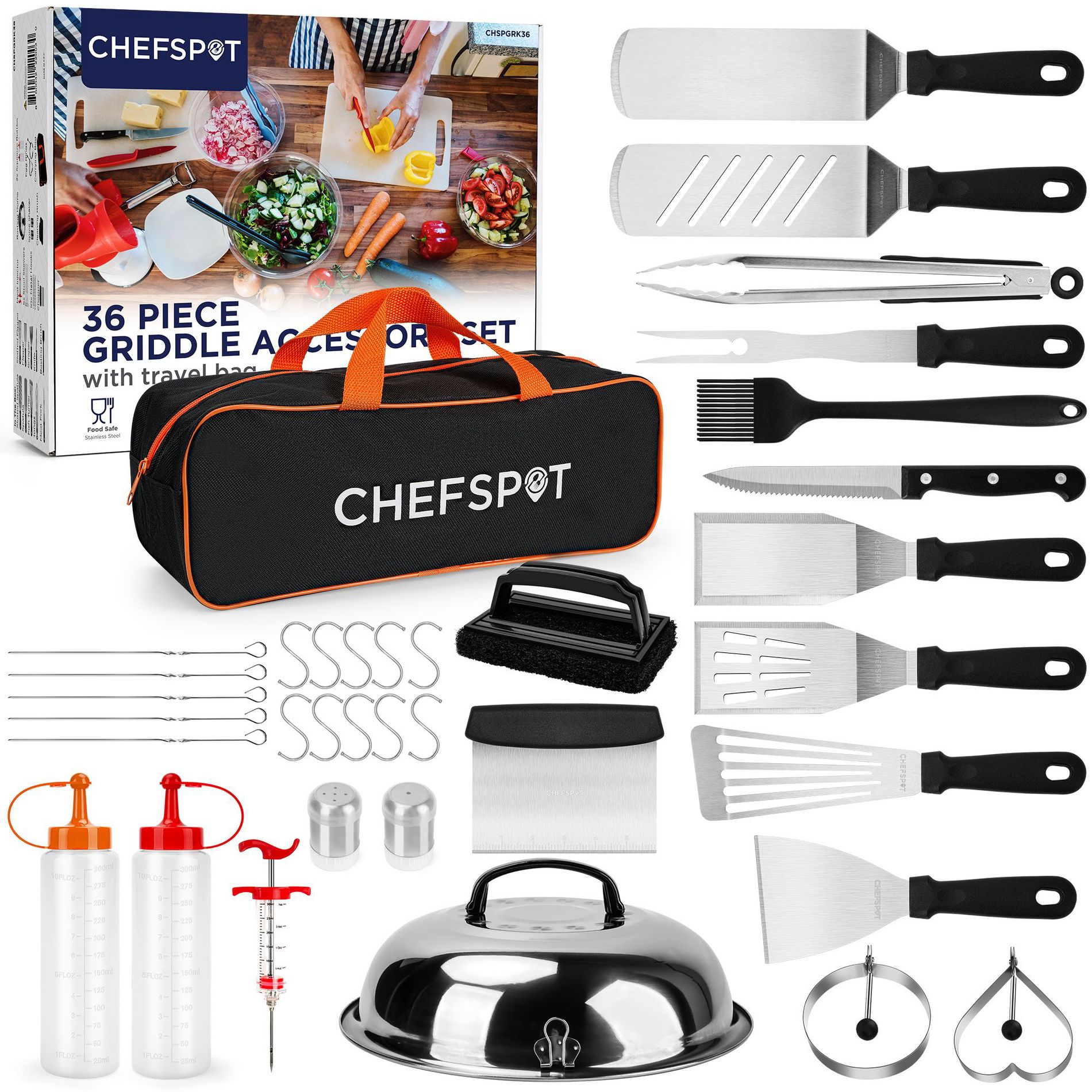 CHEFSPOT 36 Piece Stainless Steel Griddle Accessories Kit for Blackstone and Other Griddles