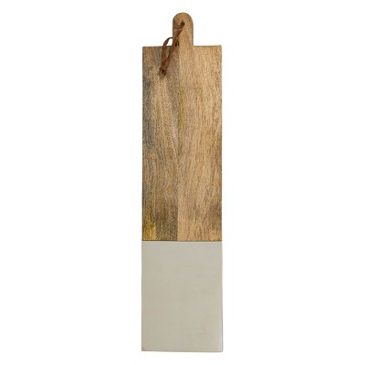 Oversized Rectangle Gray Resin & Mango Wood Cutting Board - Foreside Home & Garden