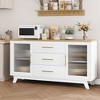 Whizmax 56" Sideboard Buffet Cabinet with 2 Fluted Glass Doors, Modern Coffee Bar Cabinet with 3 Large Drawers for Kitchen Dining Living Room - 2 of 4