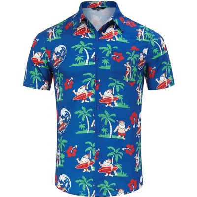 Men's Christmas Hawaiian Shirts Button Down Ugly X-Mas Christmas Vacation Long Sleeve Shirts