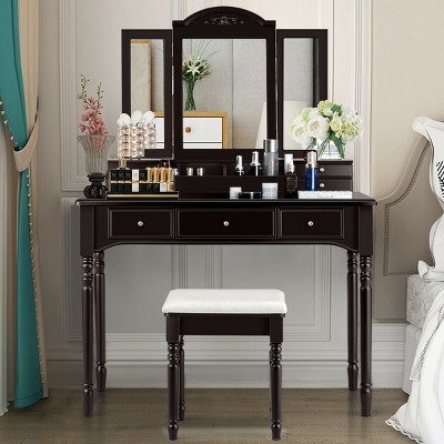 Dark brown vanity deals desk