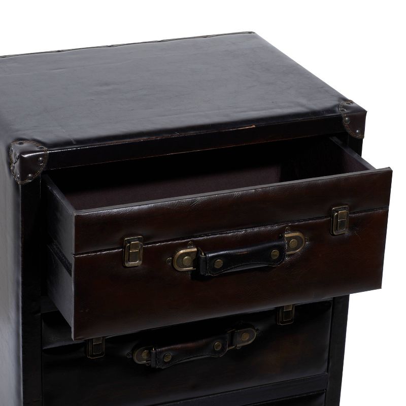 Traditional Wood and Faux Leather Cabinet Dark Brown - Olivia &#38; May, 4 of 20