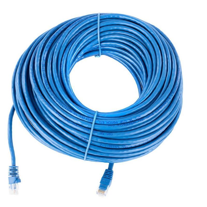 Monoprice Cat5e Ethernet Patch Cable - 100 Feet - Blue | Network Internet Cord - RJ45, Stranded, 350Mhz, UTP, Pure Bare Copper Wire, 24AWG, 3 of 6