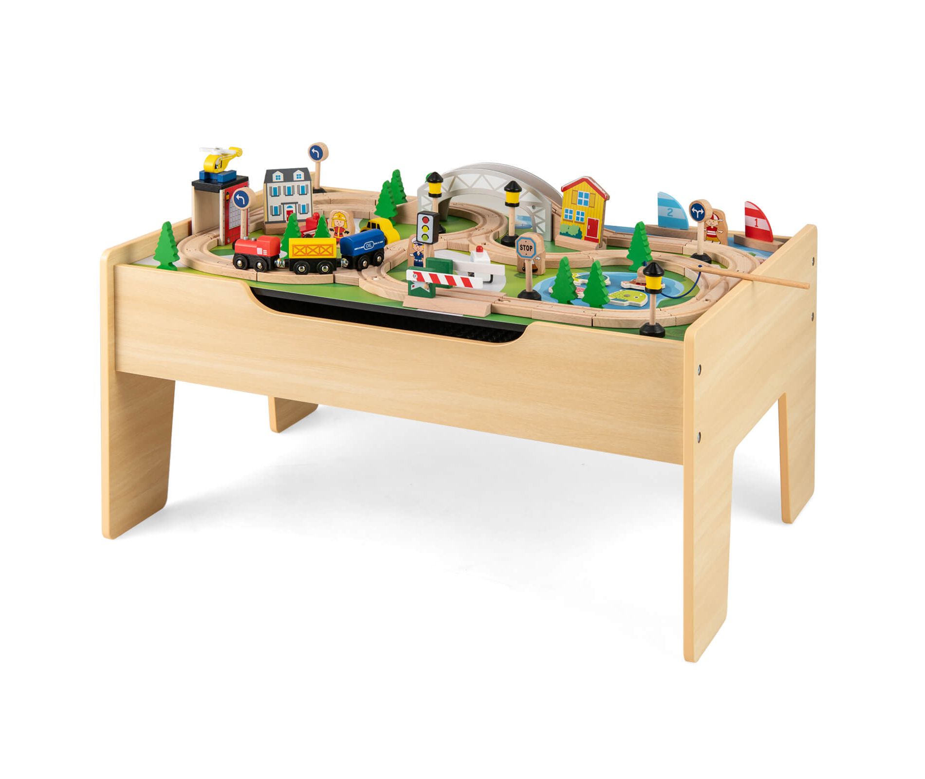 Costway All-in-One Kids Activity Table with Reversible Blackboard & Map Tabletop