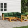 vidaXL Garden Lounge Set Green cushions, Natural wood - 2 of 4