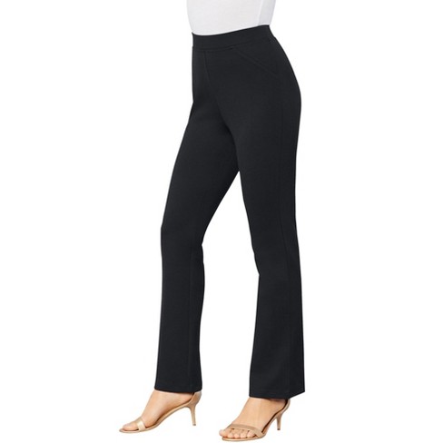 Roaman's Women's Plus Size Petite Bootcut Ultimate Ponte Pant, 12 WP - Black