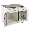 YOOCOZZ Multifunctional Dog Crate with Double Iron Door and Large Storage for Medium Dogs - Brown+White - 2 of 4