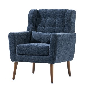Vynxaria 19.69 Inch Freestanding Modern Accent Chairs, Blackish Green Cushioned Armrests, Pillow, Solid Wood Legs, Suited for Living Room & Bedroom - 1 of 4