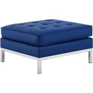 Modway Loft Tufted Upholstered Faux Leather Ottoman Silver Navy - 1 of 3