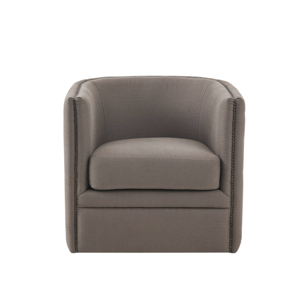 Photos - Coffee Table Milton Swivel Chair Gray: Madison Park, Upholstered, Nailhead, High-Densit