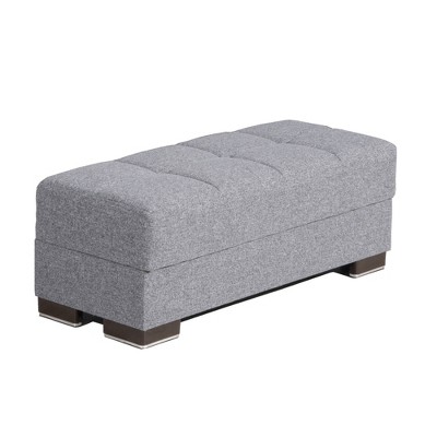 HomeRoots 52" Gray and Brown Chenille Storage Ottoman