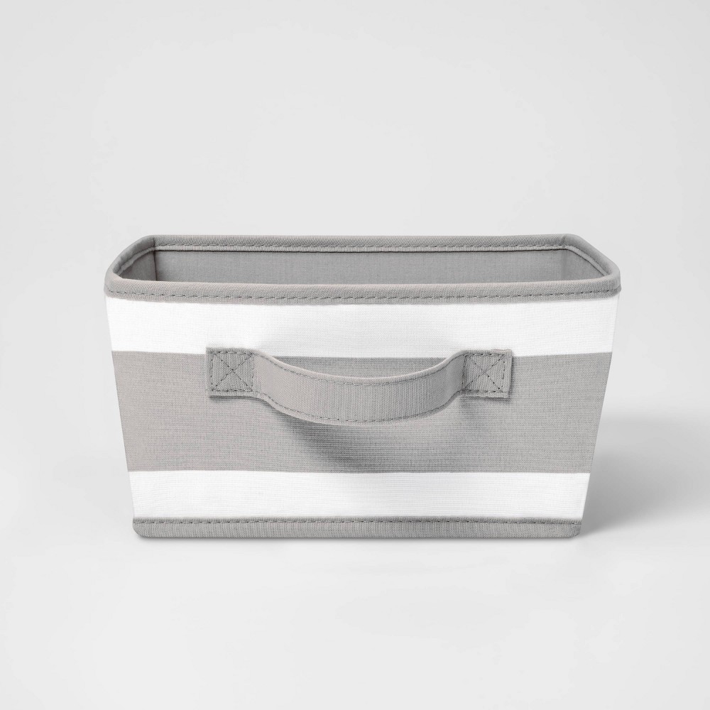 Photos - Clothes Drawer Organiser Small Canvas Striped Kids' Bin Gray - Pillowfort™