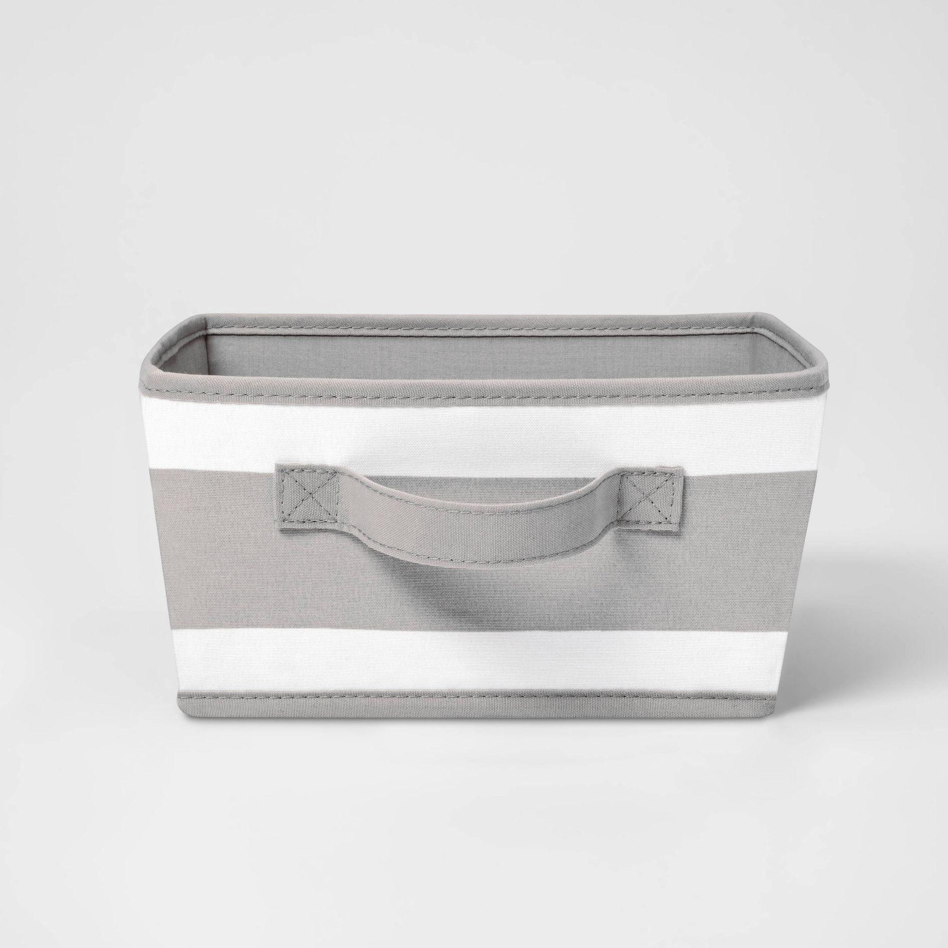 Small Canvas Striped Kids' Bin Gray - Pillowfort™: Toy Storage, Decorative Square, No Assembly, 5.84 Volume