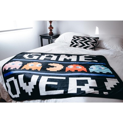 Pac-Man Game Over Black Fleece Throw Blanket