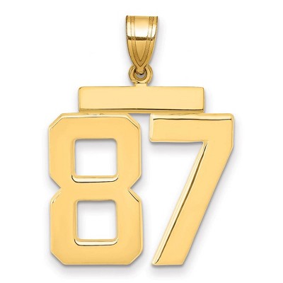 Black Bow Jewelry 14k Yellow Gold, Athletic Collection, Large Polished Number 87 Pendant