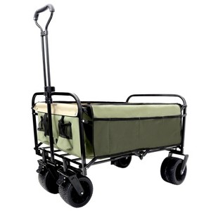 440Lbs Collapsible Foldable Wagon Cart With 3Pcs Liner Bag , Beach Wagon Utility Cart For Camping Shopping Sports - 1 of 4