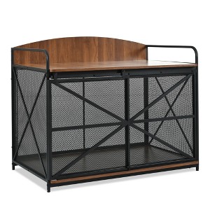 42" Furniture Style Large Dog Crate - Farmhouse Wooden Kennel Indoor End Table for Large & Medium Breed Dogs, Decorative Pet House - 1 of 4