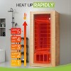 Real Relax 1 Person Near Zero EMF Canadian Hemlock Wood Sauna with 1400W,9 Chromo Therapy Lights, Bluetooth,LCD Control Pannel for Home Spa Days - 4 of 4