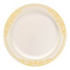 Smarty Had A Party 10.25" Ivory with Gold Harmony Rim Plastic Dinner Plates (120 plates) - 2 of 4