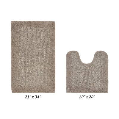 Edge Bath Rug 100% Premium Cotton Ultra-soft Water Absorbent Tufted Solid Reversible 2 Piece Bathroom Rug Set For Machine Washable Bathmat