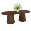 86 inch Double-base Oval Black Dining Table with 8 Dining chairs Suitable for Dining Room / Living Room - 3 of 4