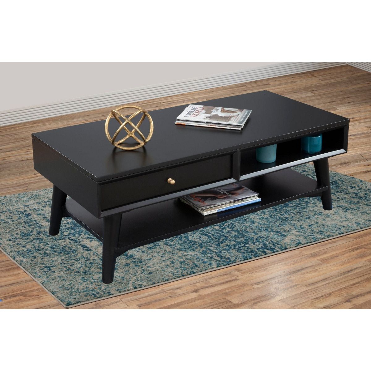 Flynn Mid-Century Coffee Table in Black | Alpine Furniture - thumbnail 2