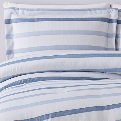King Blue and White Reversible Microfiber Bedspread Set