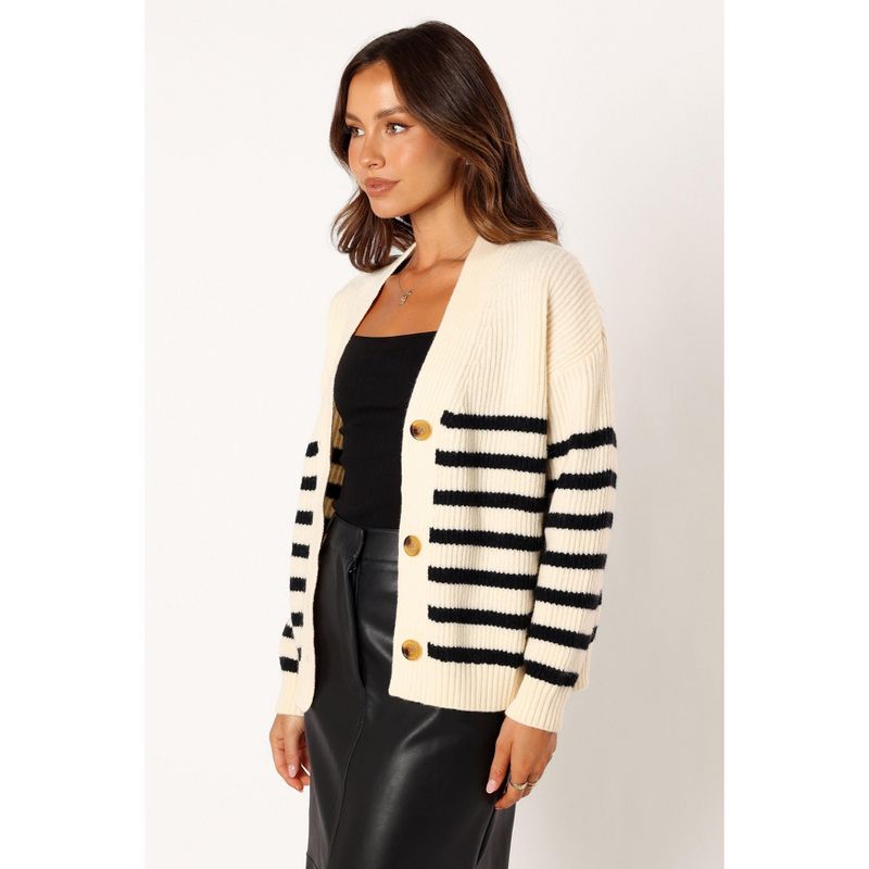 Petal and Pup Womens Sapphire Striped Button Front Cardigan, 3 of 7