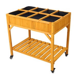 Mlmh & Kngwa 36"W Mobile Raised Customizable Wood Planter - 1 of 4