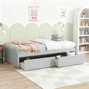 Luxystar Twin Size Wood Bed with 2 Drawers for Guest Rooms and Kids' rooms - 1 of 4