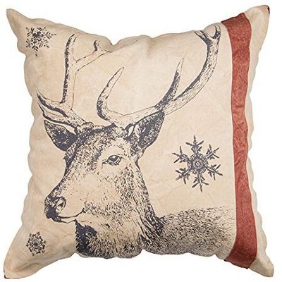 Primitives by Kathy Holiday Snowflake Deer Throw Pillow