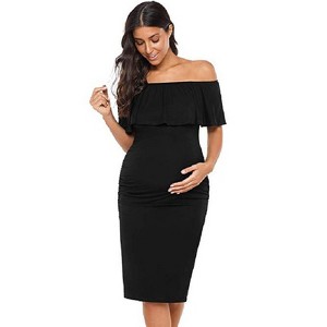 blue dress for baby girl Sexy Off-Shoulder Summer Long Dress V-neck Flared Large Hem Slim Fit E   Mega Mart Center