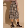 INSPIRE CHIC Women's Plaid High Elastic Waist Vintage Fall A-Line Midi Skirt - 3 of 4
