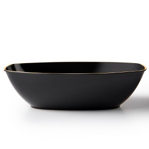 Posh Setting Black and Gold Rim Oval Salad Bowl - 72 oz. - 4 Pack - 1 of 4
