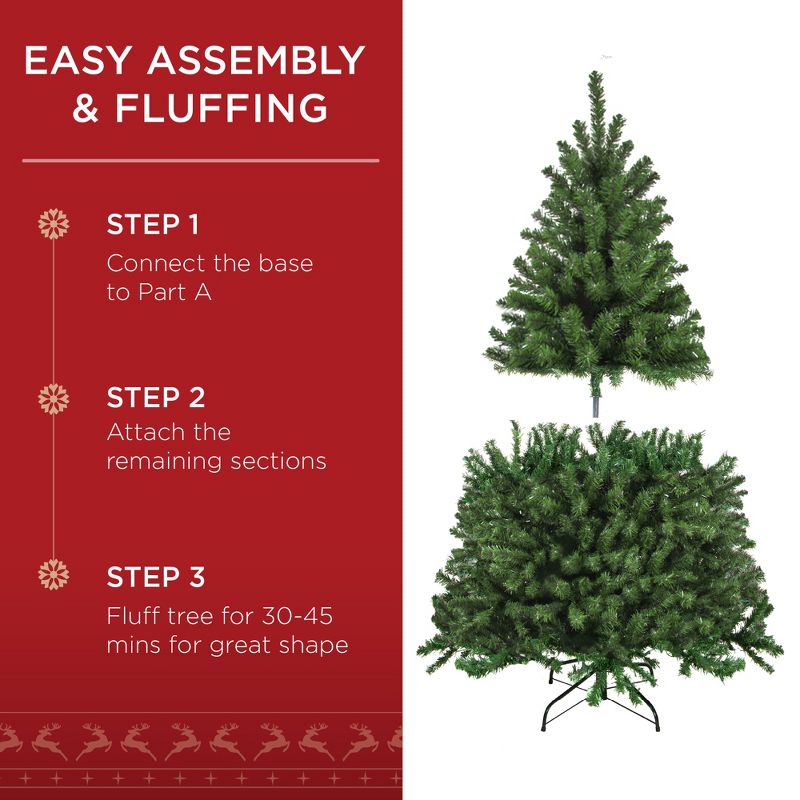 Best Choice Products Premium Spruce Artificial Christmas Tree w/ Easy Assembly, Metal Hinges & Foldable Base, 5 of 9