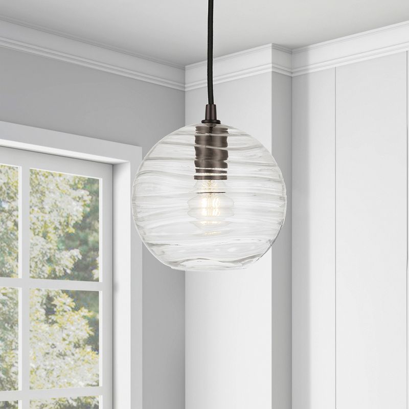 Hampton & Thyme 8" Wide Textured Pendant with Glass Shade, 3 of 8